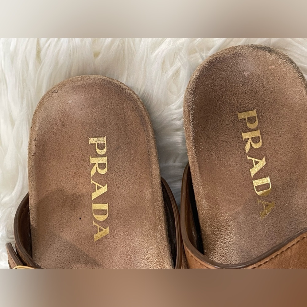 Ecru Suede Double Buckle Slide Sandal - Picture 11 of 14